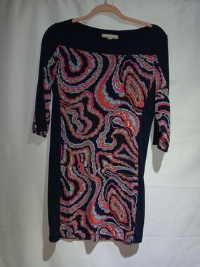 Banana Republic Navy Dress with Multicolor Paisley Accents